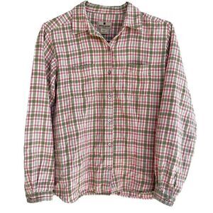 Woolrich Womens Size Medium Flannel Shirt Pink & Green Plaid w/Pockets